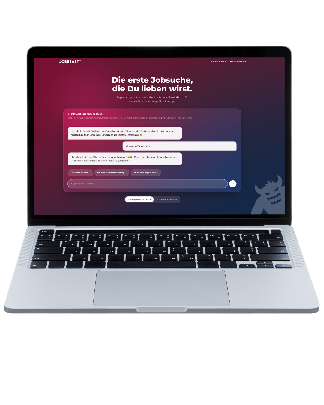 BeastAI Chat am Laptop: Ich brauche Tipps von Dir